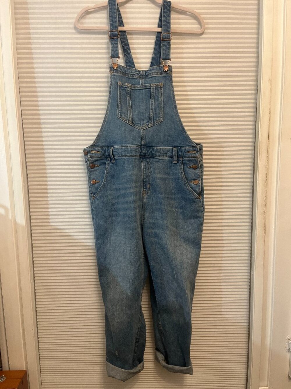 Old Navy Classic Denim Overalls - Distressed Medium Wash Size 16